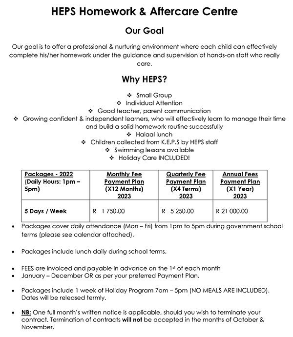 Homework-and-Aftercare-Centre-Fees-structure-2023
